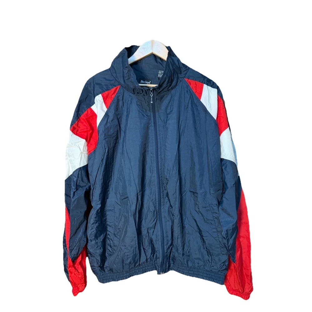 MacGregor Mens XL Color Block Windbreaker Track Jacket‎ Vintage Red White Blue